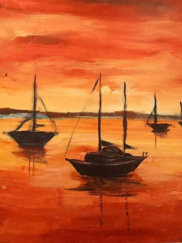 华为员工孩子的油画:晚舟归来 华为员工孩子的油画:晚舟归来